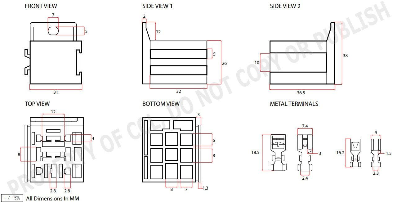 Relay Multi Plug Holder Socket Base Kit 4 5 6 7 8 9 Pin Replaces Cargo 192158 CurrentCare 08-002K
