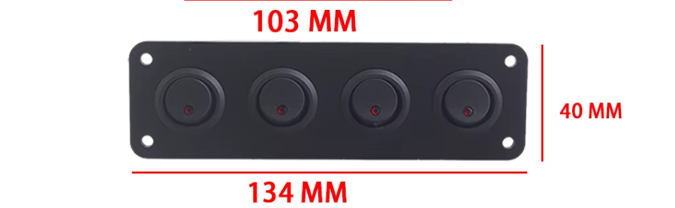 12V Mini Rocker 4 Gang Toggle Switch Panel ON OFF Red LED 10A MURE SPW4RLED