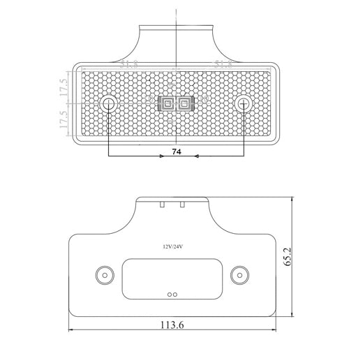 Maypole 12/24V LED Slimline Side Amber Marker Lamp E Approved with mounting bracket MP1685B