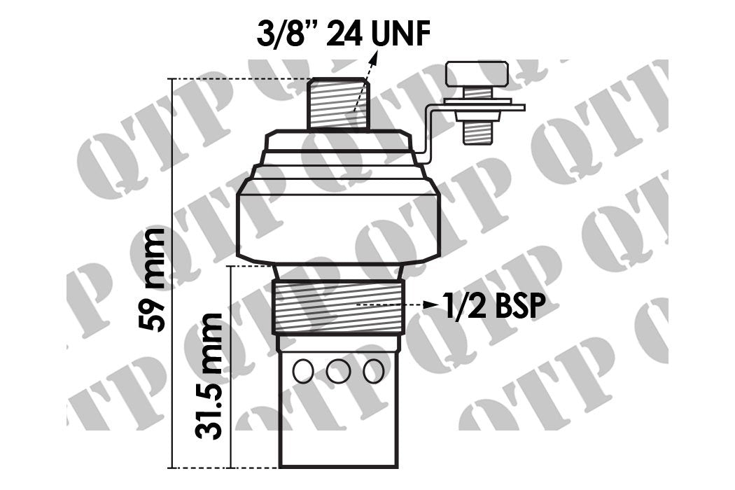 Massey Tractor Heater Plug / Glow Plug With Screw On Connection 12 Volt Thread Size 1/4 BSP 19.6mm QTP 2666805R