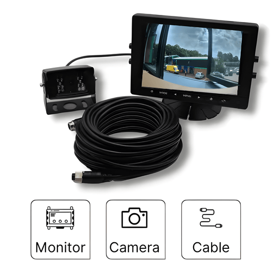 image showing the Vehicle Reversing Camera System (7" 3 Channel AHD Dash Monitor, 1080p Camera, 15m Extension)