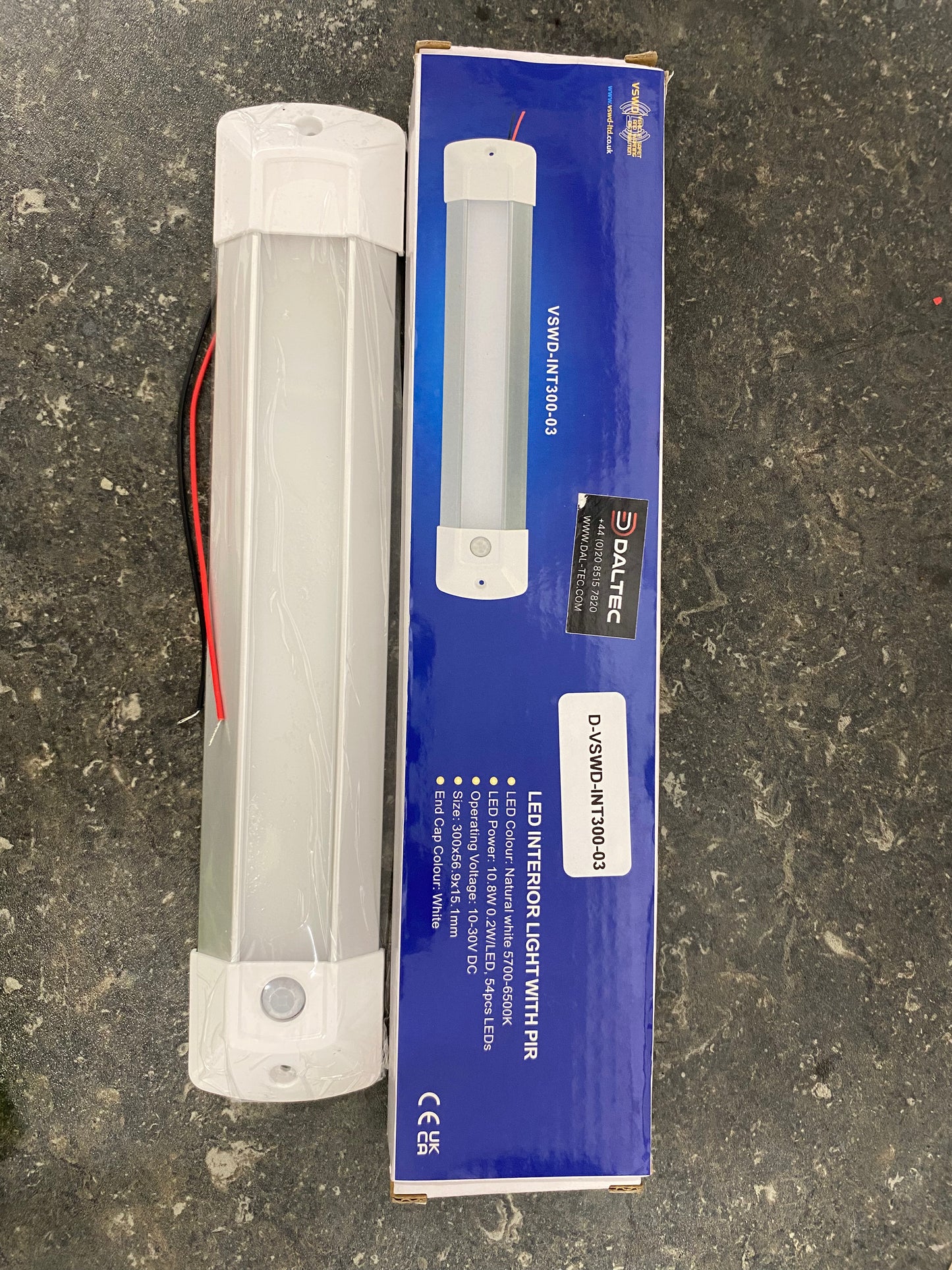 10V-30V LED 300mm Interior Strip Lights PIR Sensor 756 Lumens IP67 Daltec D-VSWD-INT300-03