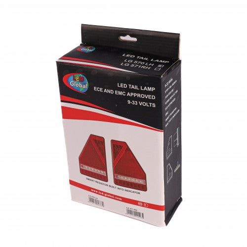 9-33v LED Triangle Shaped Tail Lamp, Stop, Tail, Indicator, Fog, Reverse, Reflector LED GLOBAL LG571 RH