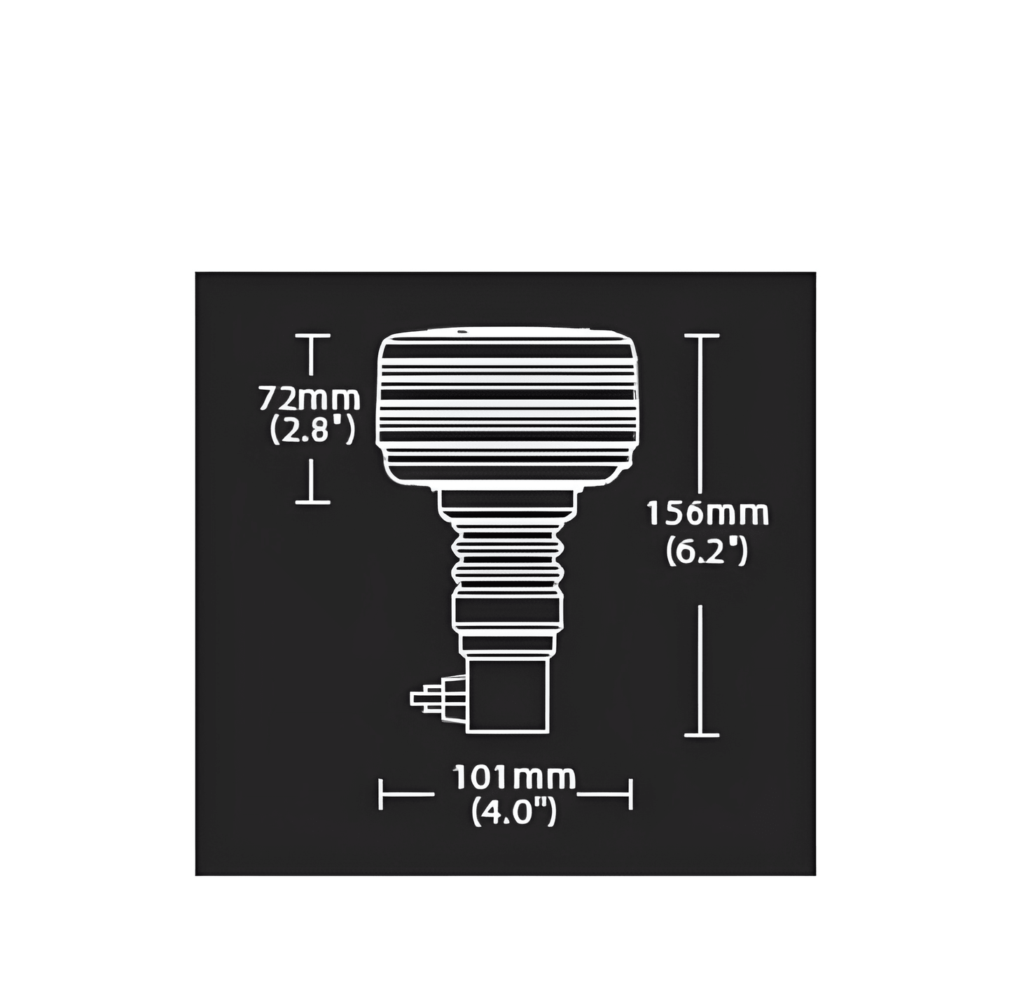 diagram showing the dimensions of G670 beacon light