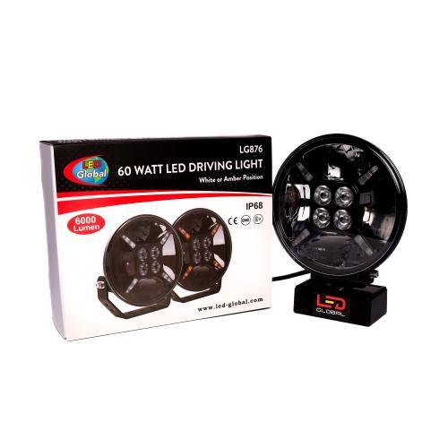 1 x60 Watt 7 LED Driving Light with Dual Colour Position Light 12v 24v LED GLOBAL LG876