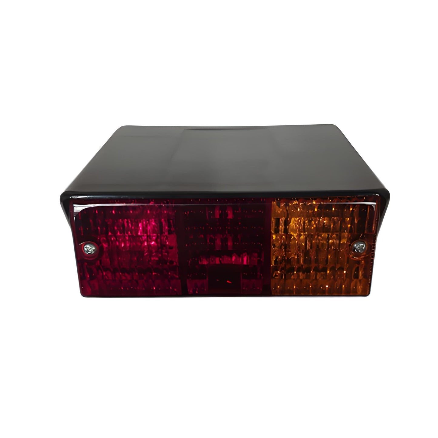 Car taillight with red and orange lenses on a white background