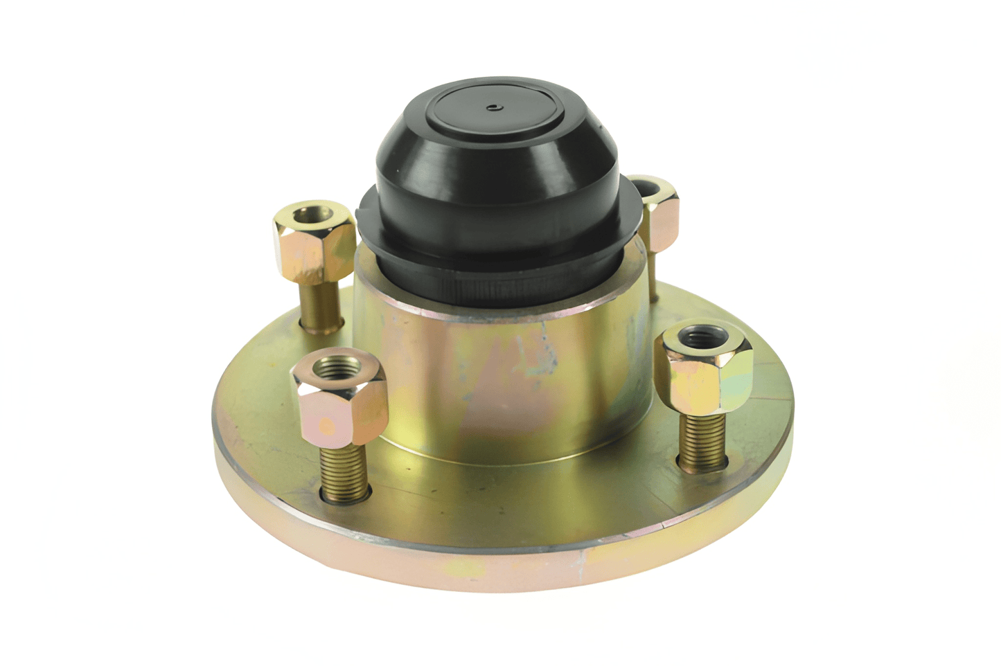 Plastic Cap & Conical Nuts Taper Roller Hub – 1" Stub Axle, 4x4" PCD, Zinc Plated Maypole MP418