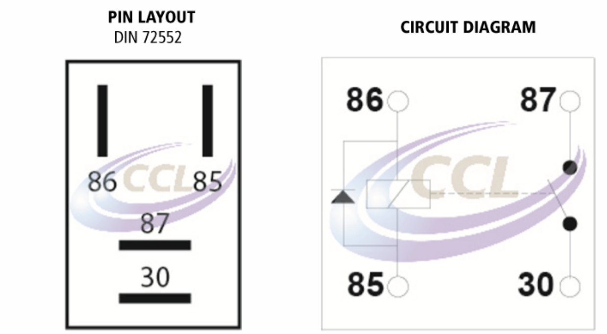 12V 40A Normally Open Contact 4 Pin Micro Relay (Diode Protection) Current Care 13-003