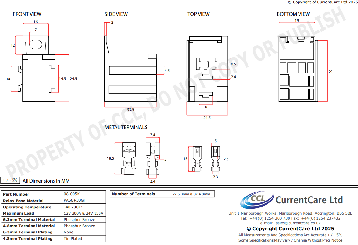 5 Pin Micro Relay Base Holder With 5 Terminals Current Care 08-005K