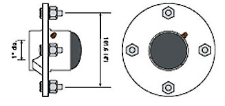 Plastic Cap & Conical Nuts Taper Roller Hub – 1" Stub Axle, 4x4" PCD, Zinc Plated Maypole MP418