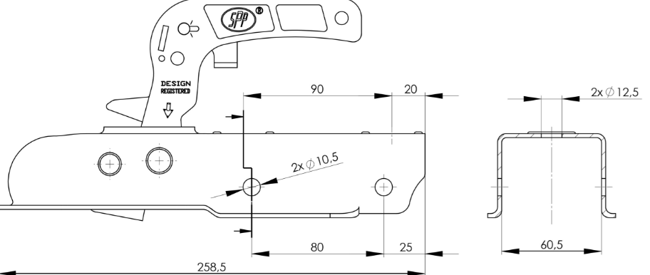 Tow Bar Hitch Coupling Pressed Steel For 60mm Universal Drawbars Maypole MP71503