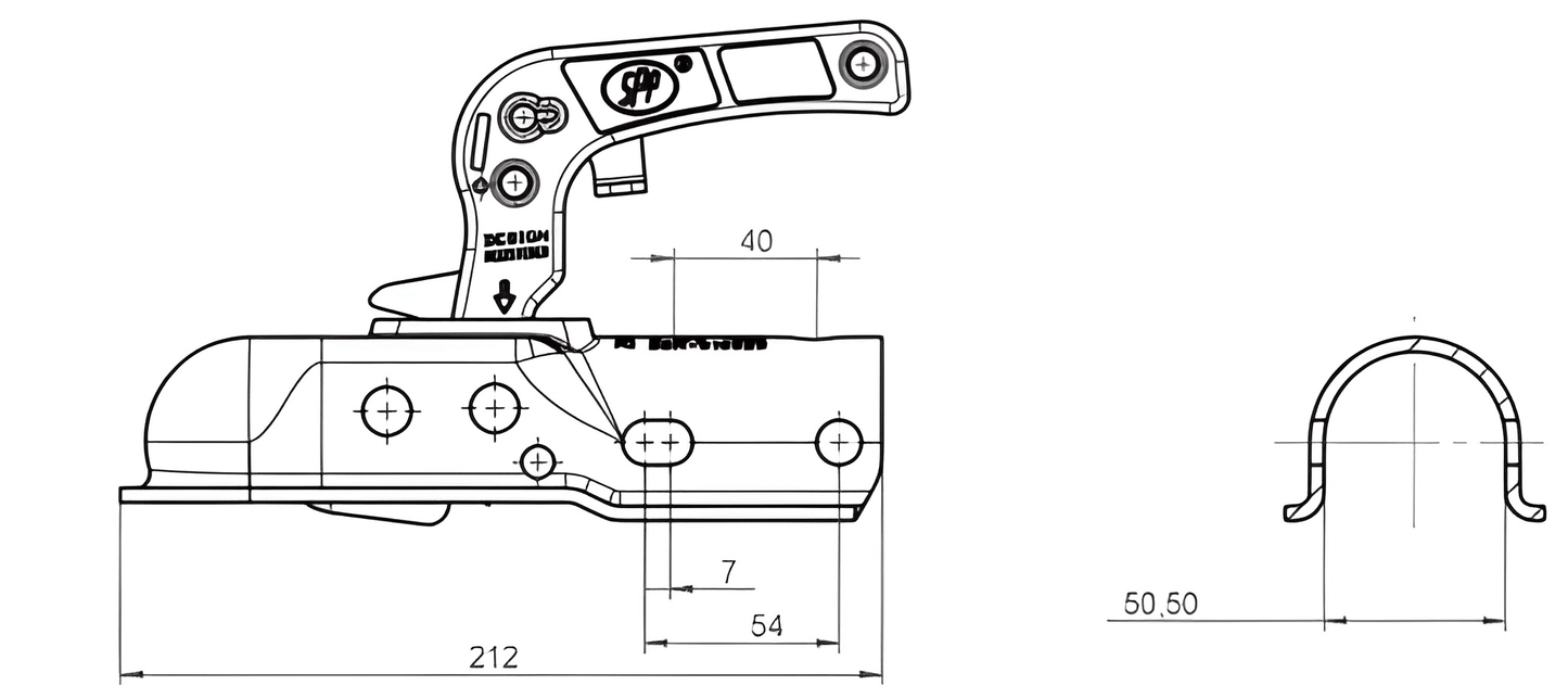 Tow Bar Hitch Pressed Steel Coupling 35-50mm Drawbars Universal Maypole MP1927