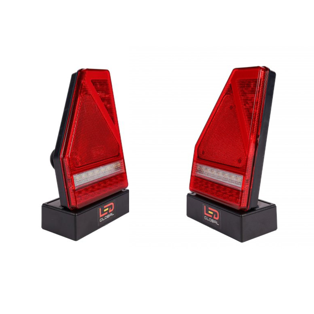 1x Pair Of 9-33v LED Triangle Shaped Tail Lamp, Stop, Tail, Indicator, Fog, Reverse, Reflector LED GLOBAL LG570 LG571