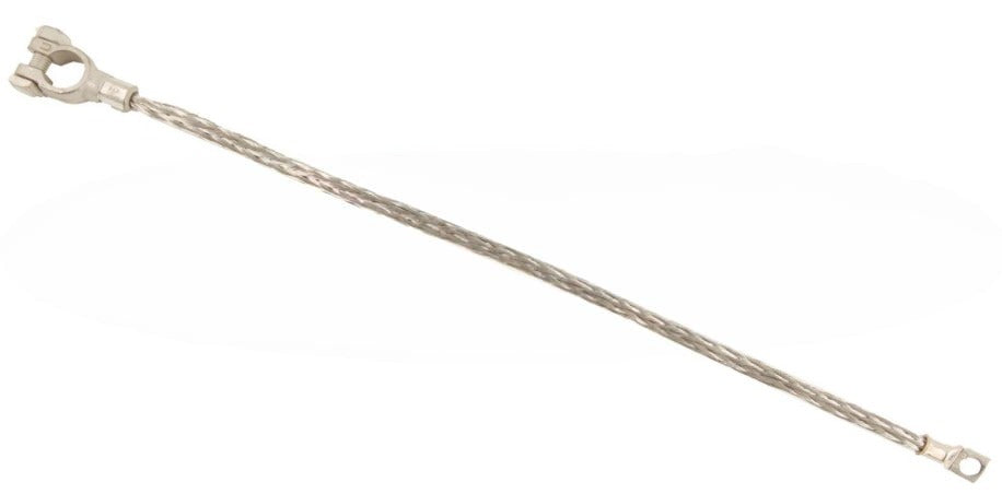 Braided Battery Lead 18" M8 130 Amp 19Mm Terminal Earth Cable Wood Auto Bet1103 - Mid-Ulster Rotating Electrics Ltd