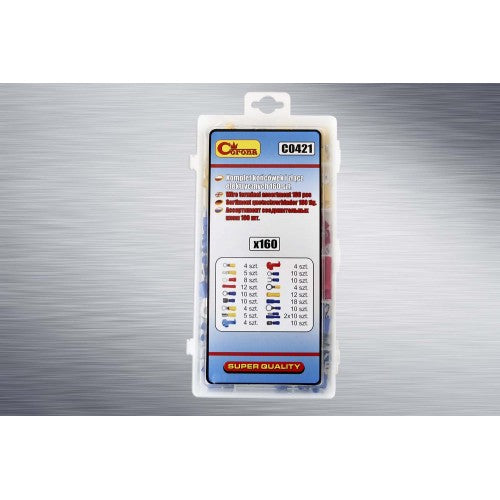 160 Piece Electrical Universal Crimp Terminal Set, cars, trucks, commercial vehicles, agricultural machinery, construction LED Global C0421