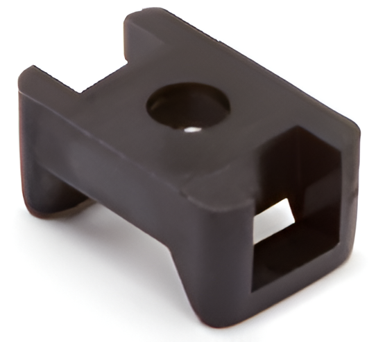 100x Cable Tie Saddle Mounts, Black or White (17.8 x 12.7mm), Screw Mount, Nylon 6.6, RoHS Compliant CTIE CSM2BL