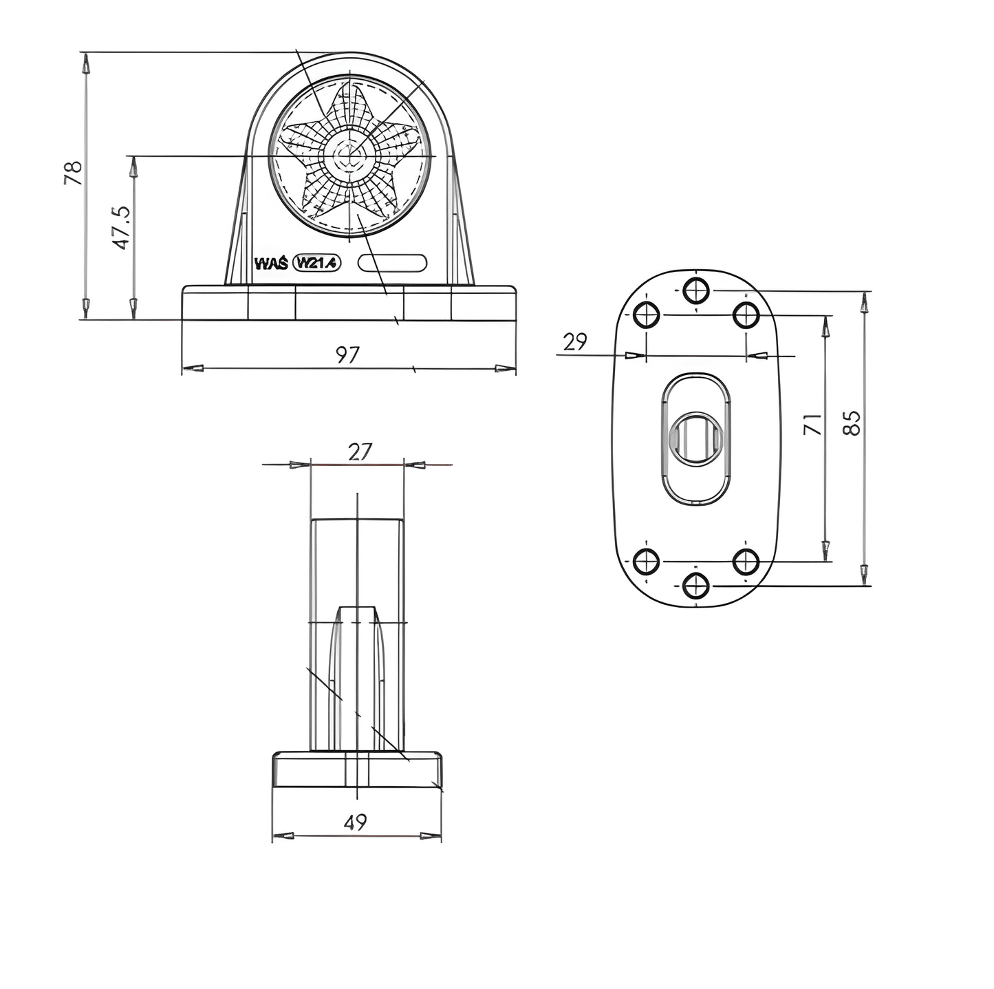 Flush Outline Marker Lamp Light Ip66 Rated White Red Maypole Was 12V 24V MP8715B