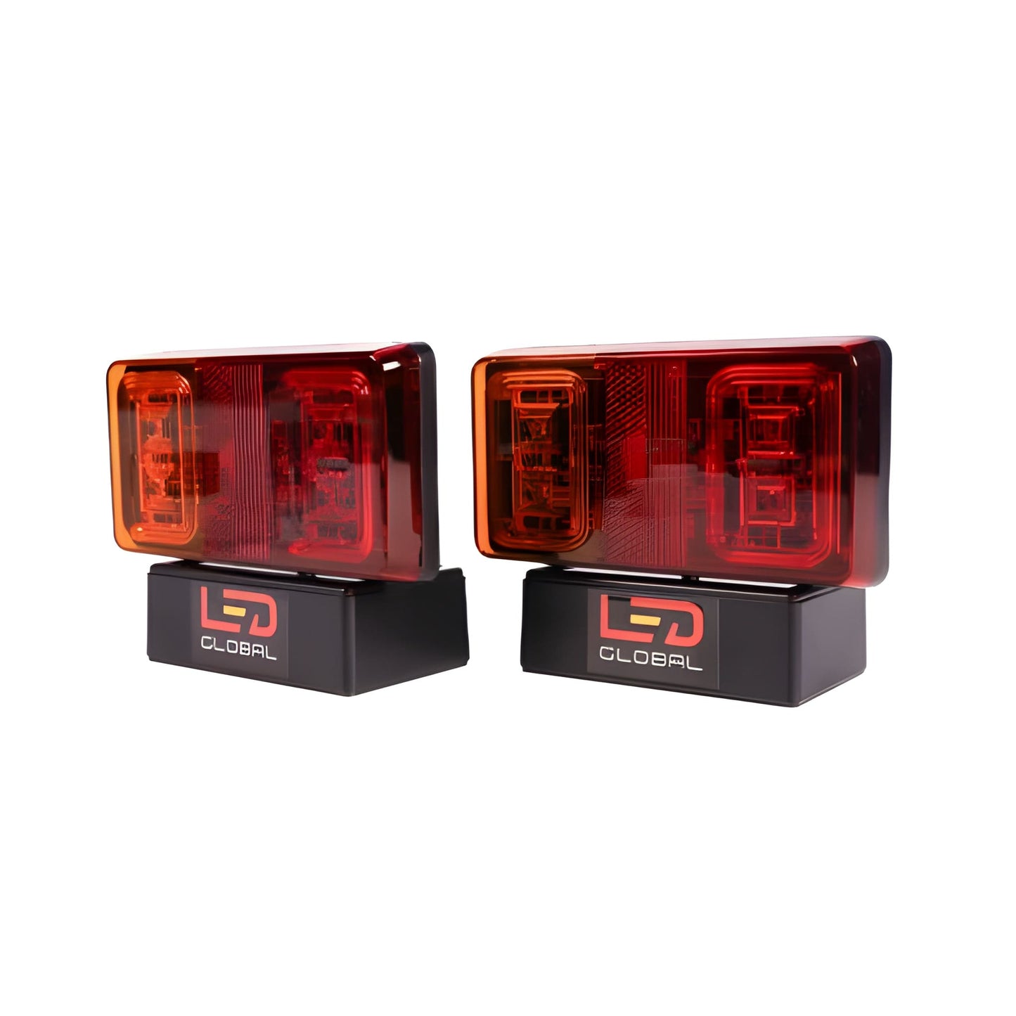 2 x 12v-24v LED REAR LAMPS RECTANGULAR WITH STOP TAIL INDICATOR, REFLECTOR LIGHTS LED GLOBAL LG533