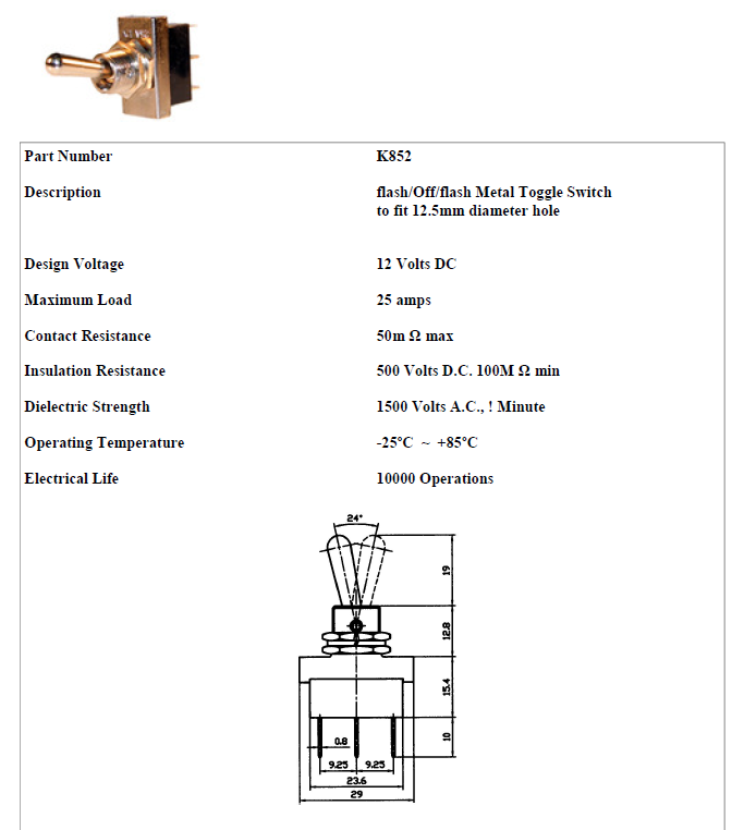 (on) off (on) Flash Off Flash MomentaryToggle Switch Flip Flick Dash Hd 12V 25A Mure K852
