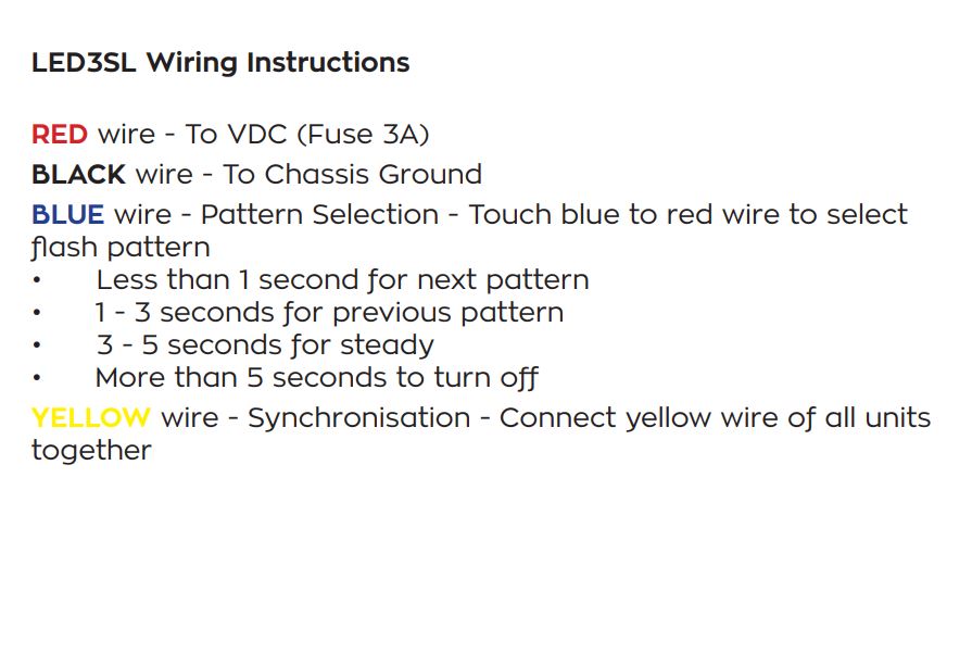 3 LED Slim Amber Strobe Warning Light Guardian Automotive LED3SLA