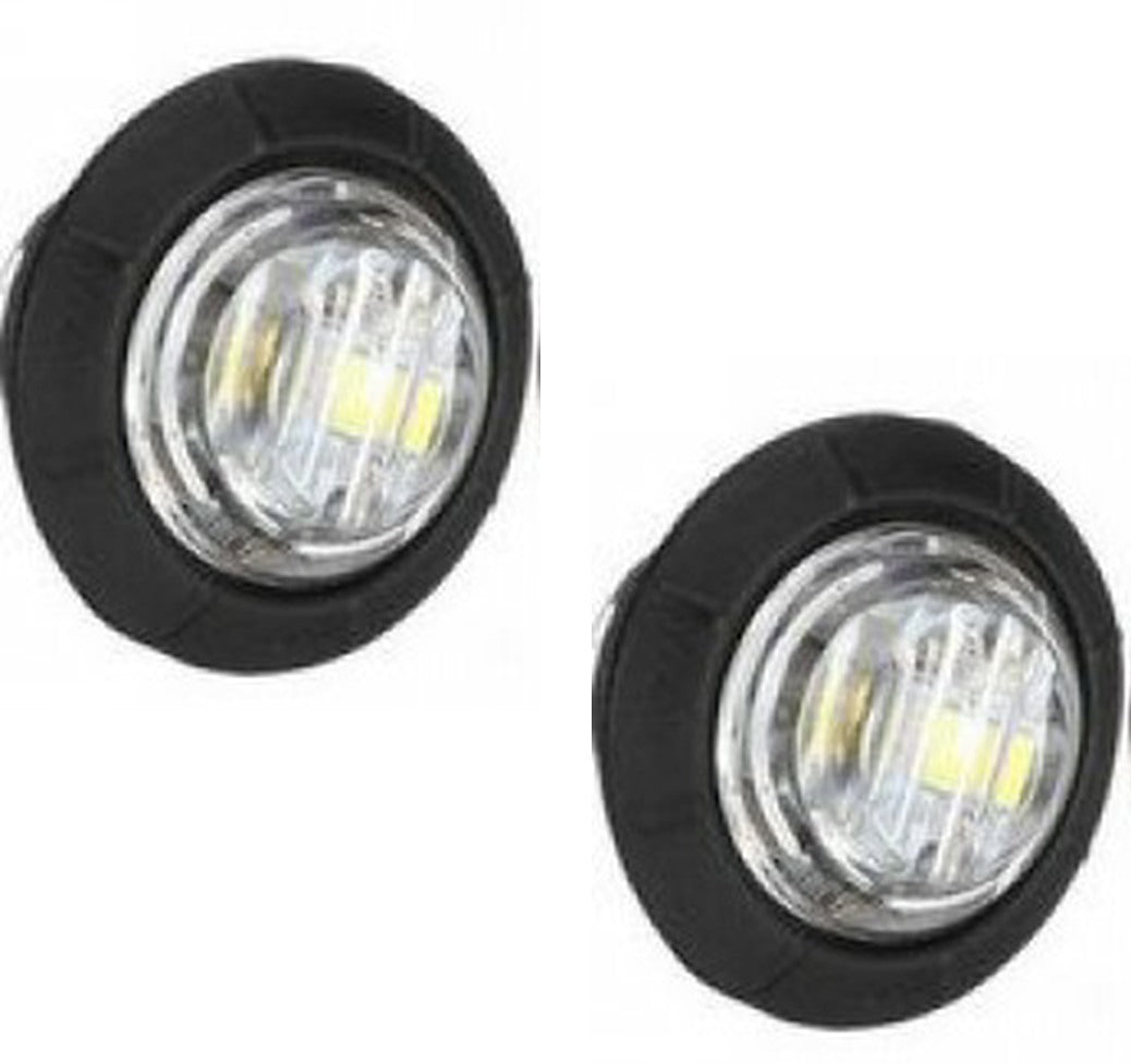 WAS 12V/24V Small 1-Round LED Marker Light - Push Fit, Clear Lens, Black Housing (668)