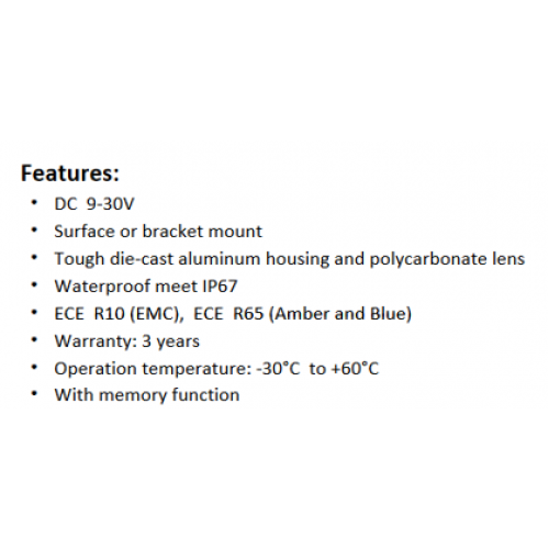 4 LED ECE R65 Grille Square Amber Warning Strobe Light IP67 DC 12v-24v LED Global LG770