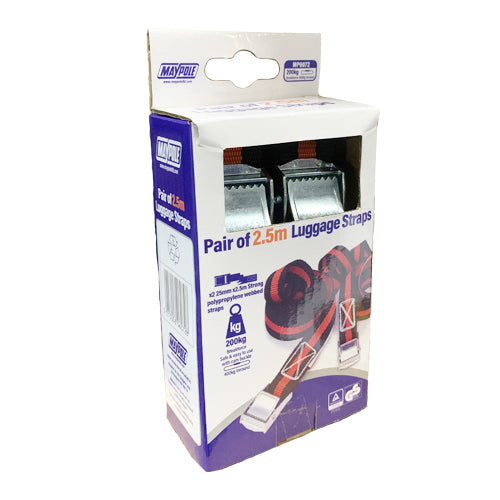 Pair of 200Kg Lock and Release Luggage Straps With Cam Buckles Mayploe MP6072