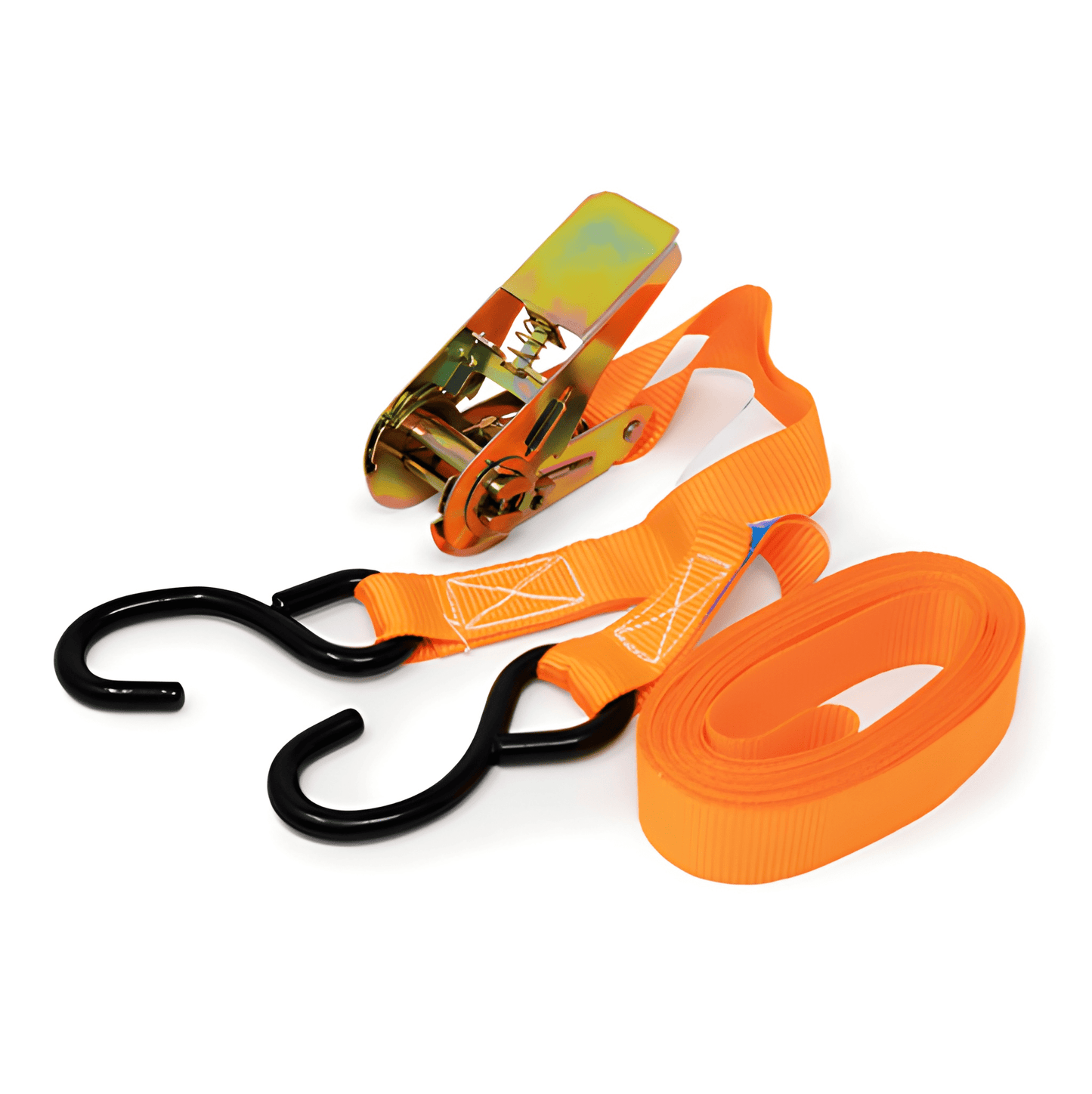 Ratchet Strap Tie Down 2 X S Hooks 4.5M X 25mm 600Kg Break Force Maypole MP607