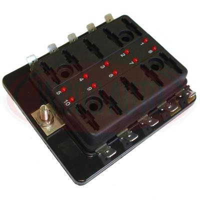 10 Way Blade Fuse Box Holder Led 12V / 24V Standard Ato Circuit Wood Auto Fuh1732L