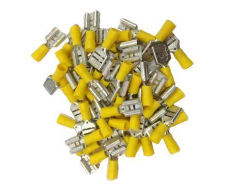 50 X 9.4Mm Yellow Female Spade Terminals Connectors Crimp Ctie Uk T3Pof95 - Mid-Ulster Rotating Electrics Ltd