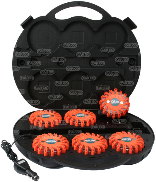 Set Of 6 Magnetic Amber Led Recovery Breakdown Lights Fully Rechargeable Comes In A Handy Case Cargo 172118