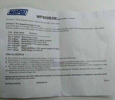7 Pin Caravan Socket 12S 2M Pre-Wired 7 Core Trailer Cable Maypole Mp809B2M - Mid-Ulster Rotating Electrics Ltd