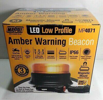 Mini Led Beacon Magnetic Mount Amber Small Multi Function 12V 24V Maypole Mp4071 - Mid-Ulster Rotating Electrics Ltd