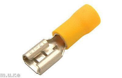 100 X 6.3Mm Yellow Female Spade Terminals Connectors Crimp Ctie Uk T3Pof63508 - Mid-Ulster Rotating Electrics Ltd