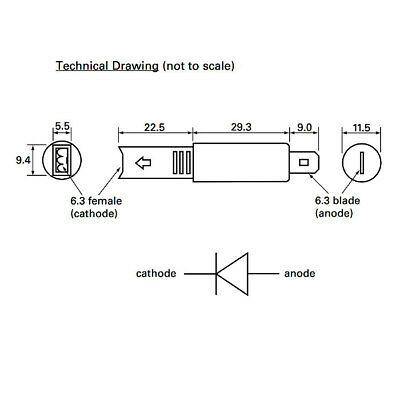 10A In-Line Diode Adaptor 50V Universal With 6.3Mm Spade Blade Durite 0-834-10 - Mid-Ulster Rotating Electrics Ltd