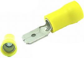 50 X 6.3Mm Yellow Male Spade Terminals Connectors Crimp Car Ctie Uk T3Pom63508 - Mid-Ulster Rotating Electrics Ltd