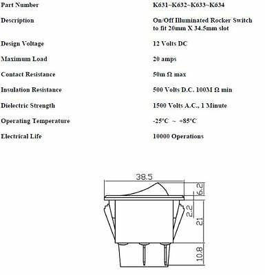 On Off Rocker Switch Twin Circuit Double Pole Rectangle Amber 12V Robinson K631 - Mid-Ulster Rotating Electrics Ltd