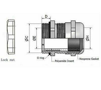 4 X Cable Gland Lock Nut Ip68 Rated Cord Grip 6Mm Max Dia White Nylon Mure Pg7-W - Mid-Ulster Rotating Electrics Ltd