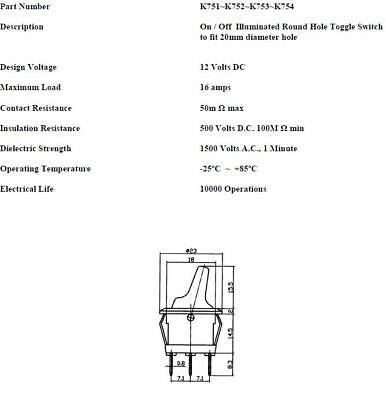 On/Off Rocker Switch Round With Amber Stump 12V Car Dash Robinson K751 - Mid-Ulster Rotating Electrics Ltd