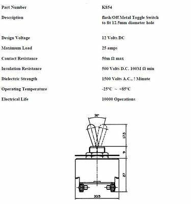 Flash/Off Toggle Switch Flip Flick Car Dash 12V 20A Robinson K854 - Mid-Ulster Rotating Electrics Ltd