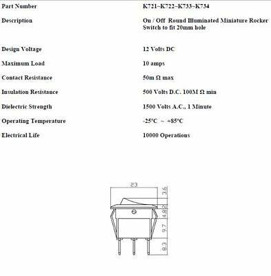 On Off Rocker Switch 12V Red Round Circular 180599 Robinson K724 - Mid-Ulster Rotating Electrics Ltd