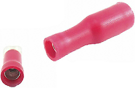 50 X 4Mm Red Female Bullet Terminals Connectors Insulated Crimp Ctie Uk T1Fb4 - Mid-Ulster Rotating Electrics Ltd