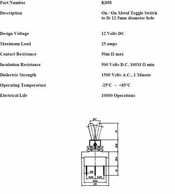 On On Toggle Switch Flick Flip Hd Car Dash Light Robinson K898 - Mid-Ulster Rotating Electrics Ltd