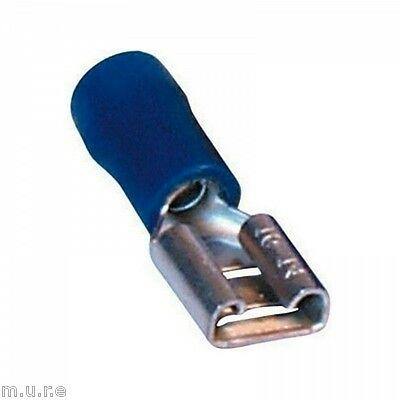 100 X 6.3Mm Blue Female Spade Terminals Connectors Crimp Car Ctie Uk T2Pof63508 - Mid-Ulster Rotating Electrics Ltd