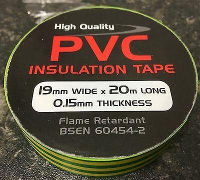 2 Rolls Earth Pvc Insulating Tape Strong 20M 19Mm Ctie Citert - Mid-Ulster Rotating Electrics Ltd