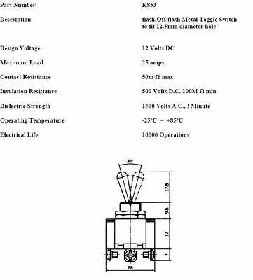 Flash Off Flash Toggle Switch Flip Flick Dash Hd 12V 25A Robinson K853 - Mid-Ulster Rotating Electrics Ltd