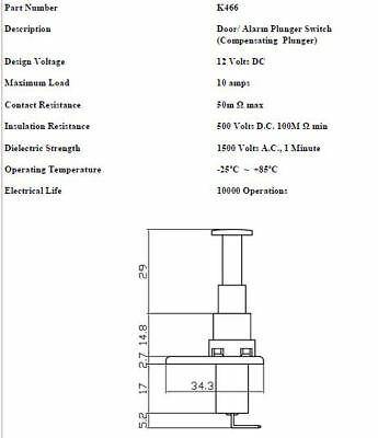Car Door Bonnet Boot Light Switch Alarm With Telescopic Plunger Robinson K466 - Mid-Ulster Rotating Electrics Ltd
