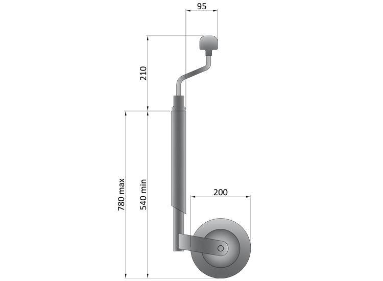 Maypole Telescopic Trailer Jockey Wheel 42mm 150kg Max Static Load For Medium Duty Trailers MP2275 - Mid-Ulster Rotating Electrics Ltd