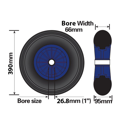 Spare Wheel 15" Pneumatic Launch Trolley Replacement 385Mm MP417