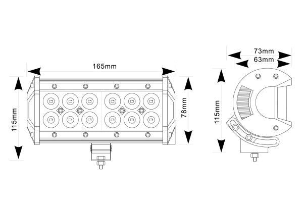 MAYPOLE LED LIGHT BAR 12/24V 36W (12 x 3W) SPOT IP67 MP5071 - Mid-Ulster Rotating Electrics Ltd